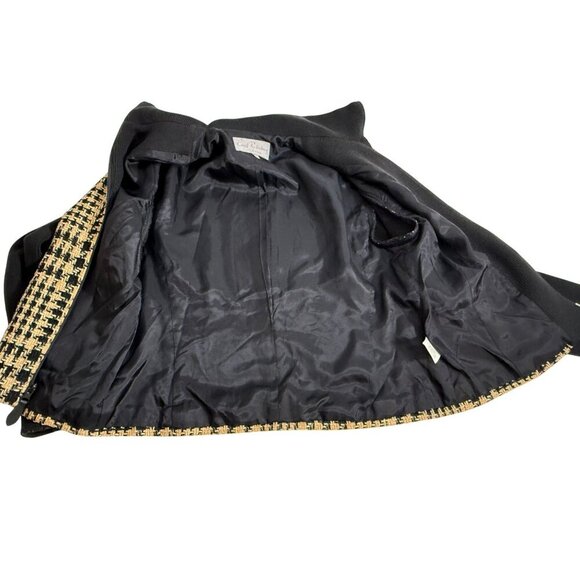 Vintage Emil Rutenburg Womens Houndstooth‎ Cardigan Jacket Black & Camel Size L - Picture 15 of 16